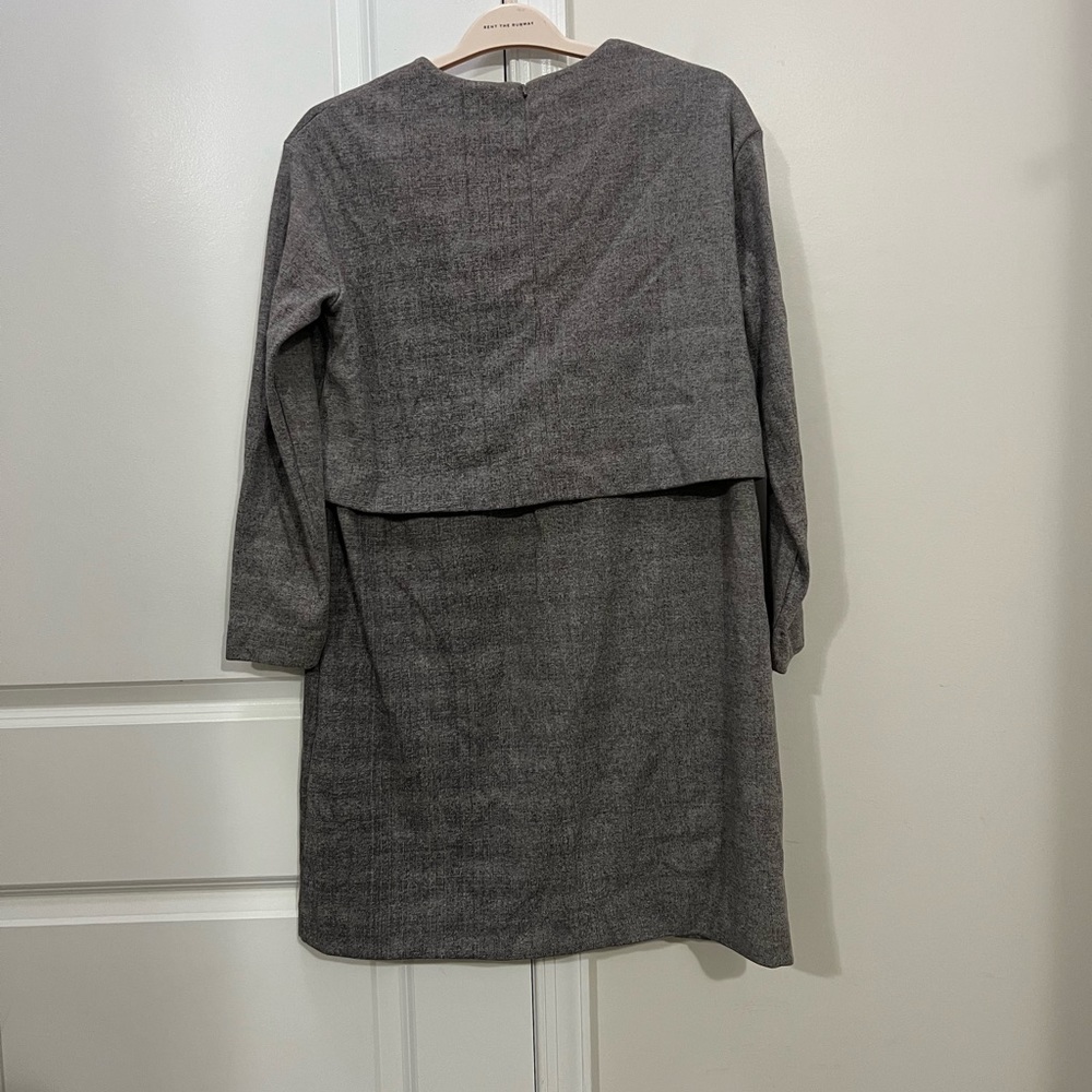 Cos Gray Double Layer Check Dress Size Medium - image 5